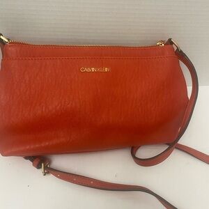 Calvin Klein Red Crossbody Bag with Gold Hardware